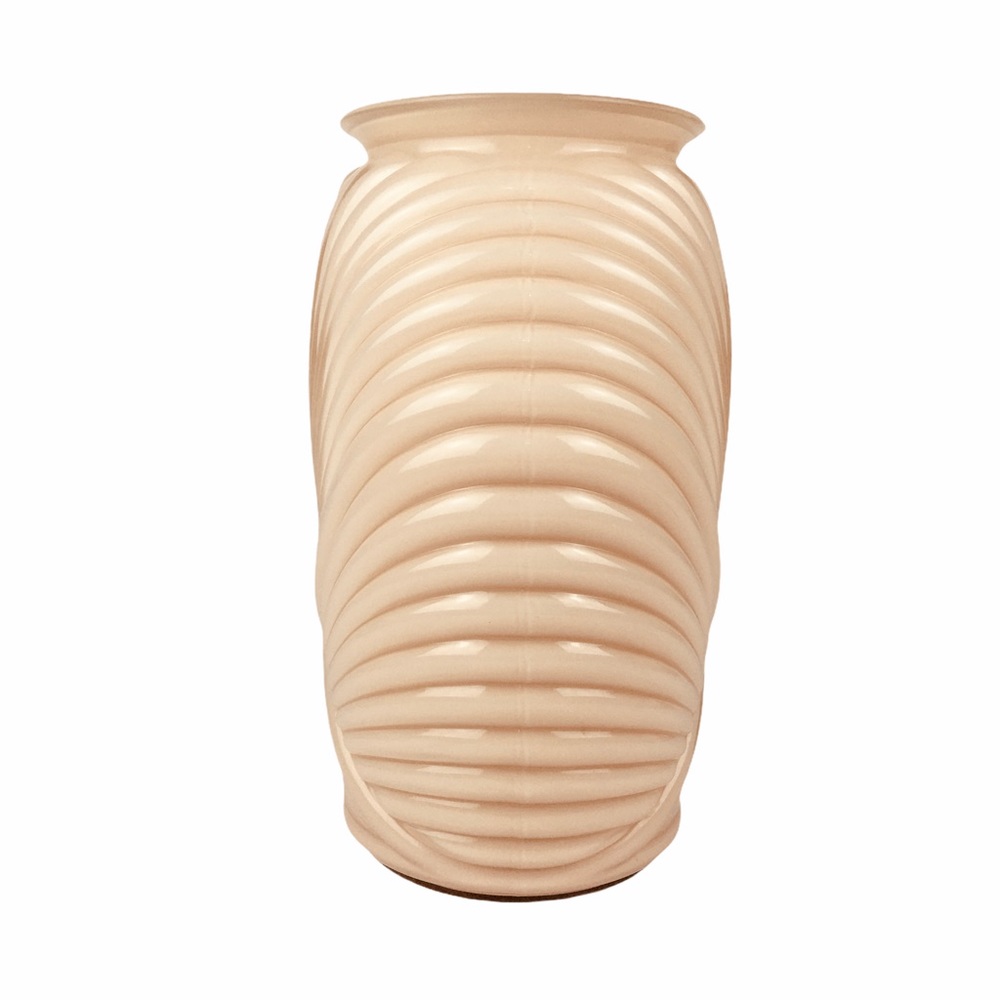 Vintage Anchor Hocking Peach Ribbed Vase Art Deco Revival - Picture 5 of 12
